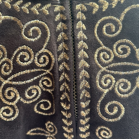 Vintage Chocolate Brown Microsuede Embroidered Jacket PM - Picture 5 of 11